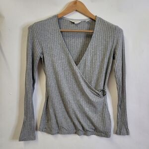 Ted Baker ribbed faux wrap long sleeve blouse